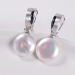 16mm Natural High Luster Baroque White Pearl Silver 925 White Pearl Earrings, Flower Earrings, Anniversary Gift Idea, Gift for Mom - LaCorserArtJewelry