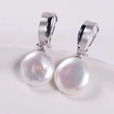 16mm Natural High Luster Baroque White Pearl Silver 925 White Pearl Earrings, Flower Earrings, Anniversary Gift Idea, Gift for Mom - LaCorserArtJewelry