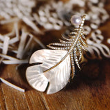 Feather Natural Freshwater White Pearl Brooch, Handmade Gold Plated Feather Brooch, Mother of Pearl, Anniversary Gift Idea, Gift for Mom Etsy