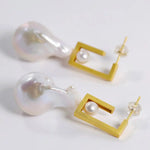 17mm Natural High Luster Baroque White Pearl Earrings, Gold Vermeil Earrings, Minimalist Earrings, Anniversary Gift Idea, Gift for Mom - LaCorserArtJewelry
