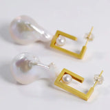17mm Natural High Luster Baroque White Pearl Earrings, Gold Vermeil Earrings, Minimalist Earrings, Anniversary Gift Idea, Gift for Mom - LaCorserArtJewelry