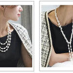 Natural High Luster Baroque Beaded Pearl Necklace, Silver 925 Handmade Long Necklace, Knitwear Necklace Anniversary Gift Idea Etsy