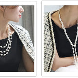 Natural High Luster Baroque Beaded Pearl Necklace, Silver 925 Handmade Long Necklace, Knitwear Necklace Anniversary Gift Idea Etsy