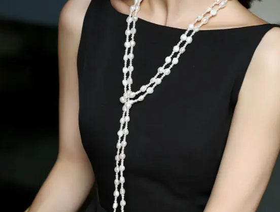 Mutil Layer Pearl Necklace, Natural High Luster Baroque Beaded Pearl Necklace, Handmade Long Necklace, Gift for Her, Anniversary Gift Idea Etsy