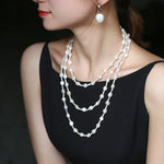 Natural High Luster Baroque Beaded Pearl Necklace, Silver 925 Handmade Long Necklace, Knitwear Necklace Anniversary Gift Idea Etsy