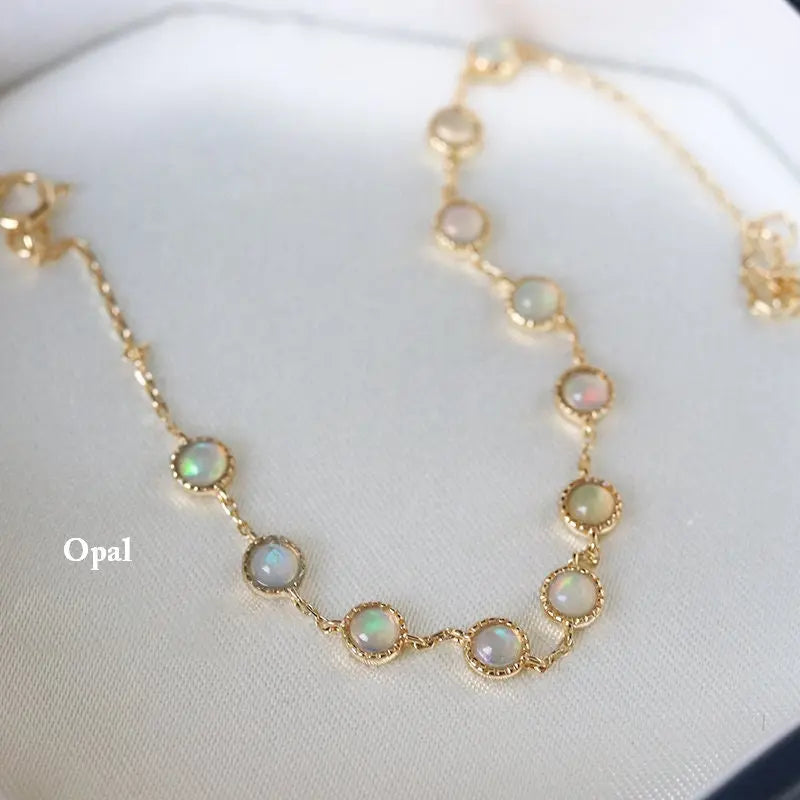 Natural Opal, Garnet, Topaz, Olivine Bracelet, 9k Yellow Gold Bracelet Etsy