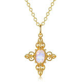 Natural Moonstone Carved Necklace, 18k Solid Yellow Gold Handmade Necklace, Lace Necklace, Gift for Her, Anniversary Gift Idea Retro Jewelry Etsy