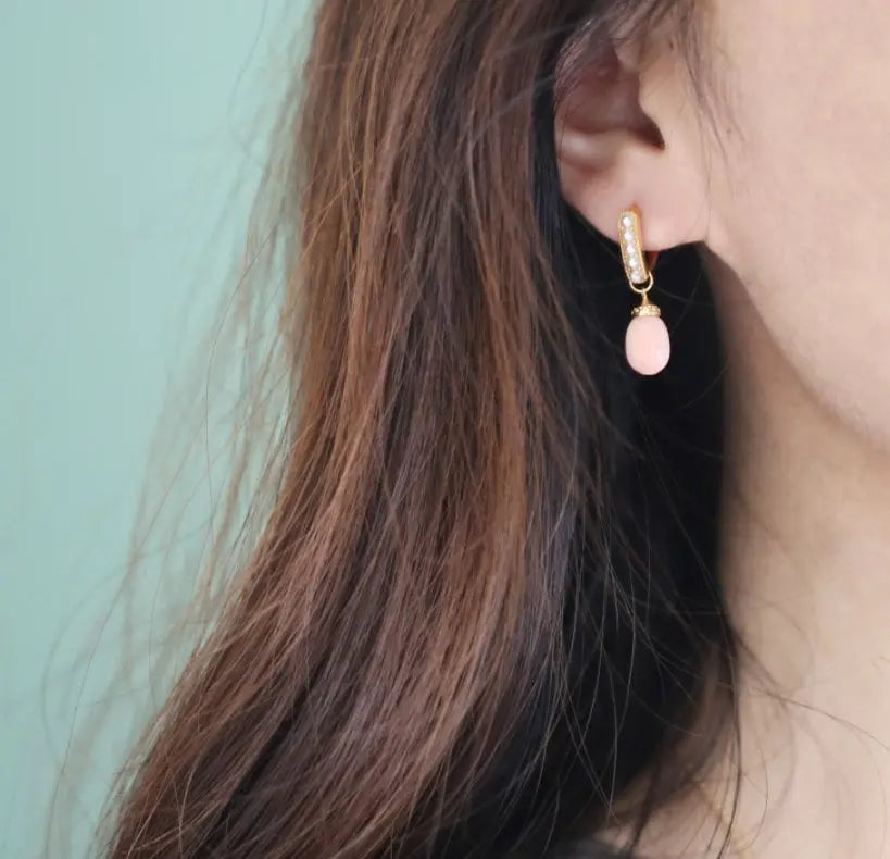 Natural Queen Conch Shell Pearl Earrings, Handmade 18k White Yellow Gold Dainty Earrings, White Pearls Earrings, Anniversary Gift Idea Etsy