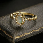 Cabochon Opal & White Diamonds Ring, 18K Solid Yellow Gold Handmade  Ring, October Birthstone, Gift for Her, Anniversary Gift, Fine Jewelry - LaCorserArtJewelry
