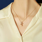 Bowknot White Diamonds Necklace, 18K Solid Yellow Gold Handmade Necklace Etsy