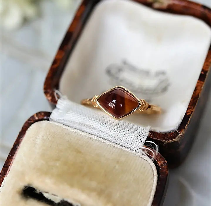 Natural Agate Diamond Ring Necklace - 18K Yellow Gold Etsy