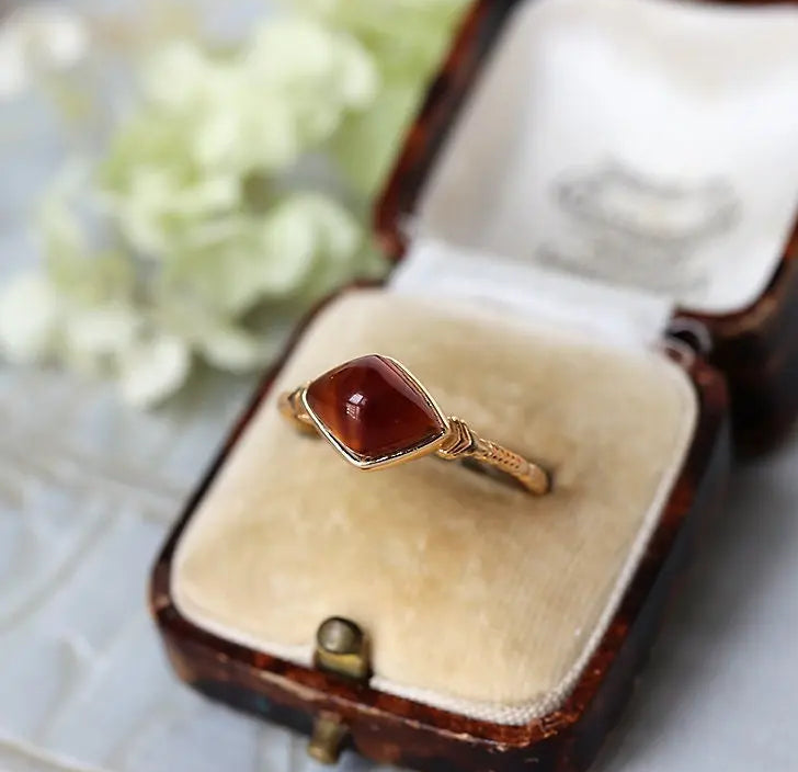 Natural Agate Diamond Ring Necklace - 18K Yellow Gold Etsy