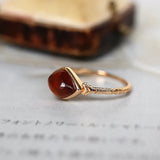 Natural Agate Diamond Ring Necklace - 18K Yellow Gold Etsy