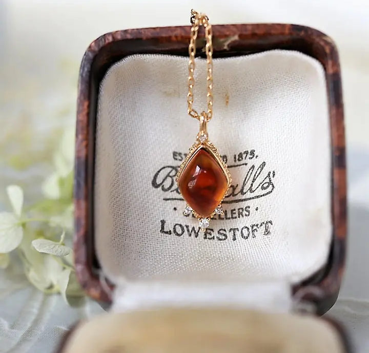 Natural Agate Diamond Ring Necklace - 18K Yellow Gold Etsy