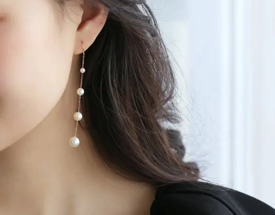 3-8mm Natural High Luster White Pearl Earrings, 18k Solid Rose Gold Earrings, Freshwater White Pearl Earrings, Anniversary Gift Idea Etsy