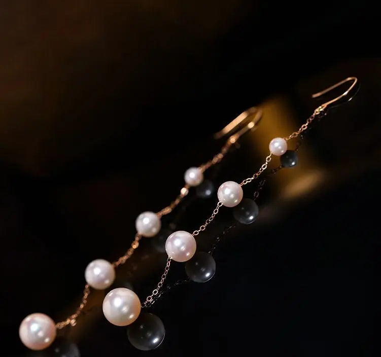 3-8mm Natural High Luster White Pearl Earrings, 18k Solid Rose Gold Earrings, Freshwater White Pearl Earrings, Anniversary Gift Idea Etsy
