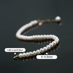 Natural Freshwater Pearl Bracelet - 4mm Oval Beads in Yellow Gold Fill Etsy