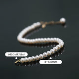 Natural Freshwater Pearl Bracelet - 4mm Oval Beads in Yellow Gold Fill Etsy