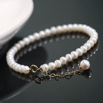 Natural Freshwater Pearl Bracelet - 4mm Oval Beads in Yellow Gold Fill Etsy