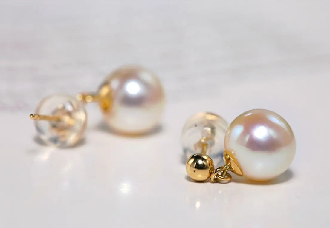 8mm Pearl Drop Earrings - 18K Yellow Gold Etsy