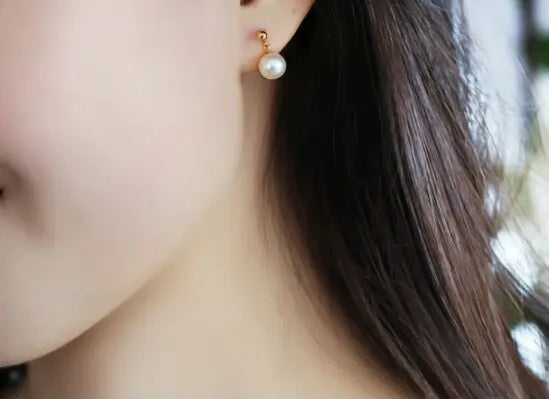 8mm Pearl Drop Earrings - 18K Yellow Gold Etsy