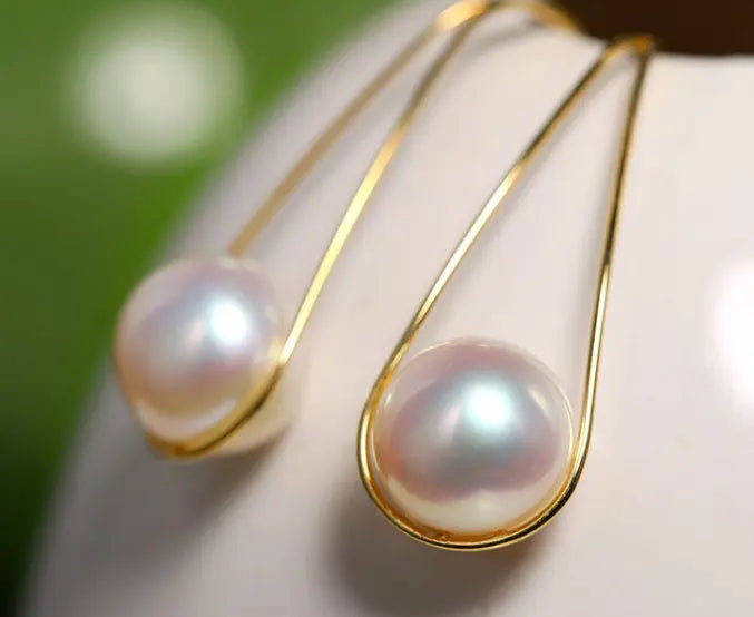 9mm High Luster Akoya Pearl Hook Earrings - 18K Yellow Gold Etsy