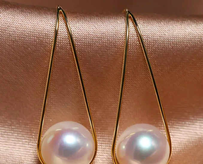 9mm High Luster Akoya Pearl Hook Earrings - 18K Yellow Gold Etsy