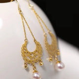 Oriental Design Akoya Pearl Earrings - 18K Yellow Gold Etsy