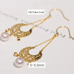 Oriental Design Akoya Pearl Earrings - 18K Yellow Gold Etsy
