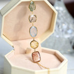 Natural Actinolite Tourmalinated Rutilated Quartz Bracelet, Handmade 18k Gold Vermail Bracelet, Anniversary Gift Idea Retro Jewelry - LaCorserArtJewelry