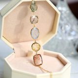 Natural Actinolite Tourmalinated Rutilated Quartz Bracelet, Handmade 18k Gold Vermail Bracelet, Anniversary Gift Idea Retro Jewelry - LaCorserArtJewelry