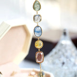 Natural Actinolite Tourmalinated Rutilated Quartz Bracelet, Handmade 18k Gold Vermail Bracelet, Anniversary Gift Idea Retro Jewelry - LaCorserArtJewelry