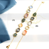 Natural Actinolite Tourmalinated Rutilated Quartz Bracelet, Handmade 18k Gold Vermail Bracelet, Anniversary Gift Idea Retro Jewelry - LaCorserArtJewelry