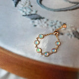 Natural Opal & Garnet Chain Ring, Handmade 18K Solid Yellow Gold Ring, October Birthstone, Gift for Her, Anniversary Gift Idea, Fine Jewelry Etsy