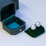 Viridian Velvet Leather Earrings Box, Hexagon Ring Box, Handmade from Japan, Engagement & Wedding Set Elegant Keepsake Box - LaCorserArtJewelry