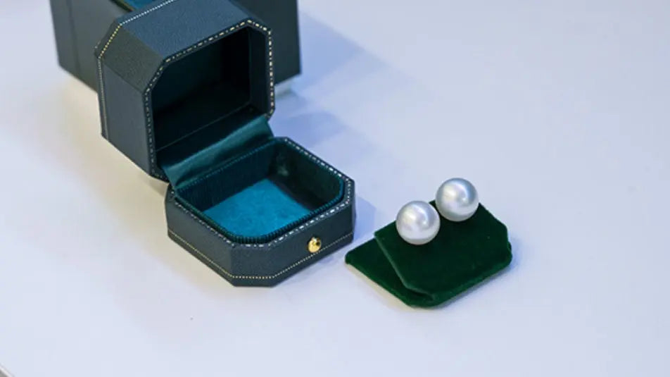Viridian Velvet Leather Earrings Box, Hexagon Ring Box, Handmade from Japan, Engagement & Wedding Set Elegant Keepsake Box - LaCorserArtJewelry