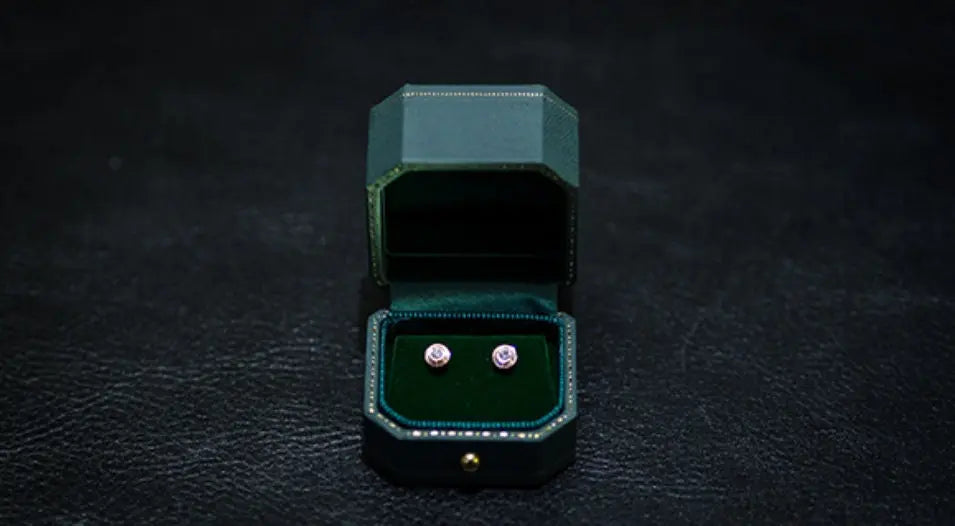 Viridian Velvet Leather Earrings Box, Hexagon Ring Box, Handmade from Japan, Engagement & Wedding Set Elegant Keepsake Box Etsy
