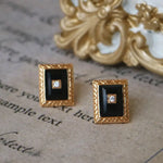 Natural Onyx & Moissanite Earrings, 18K Yellow Gold Plated Vermeil Earrings, Black Agate Earrings, Anniversary Gift Idea, Retro Jewelry Etsy
