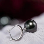 10-11mm Natural Tahitian Peacock Green Pearl Earrings, 18K White Gold Earrings, Black Pearl Earrings Etsy