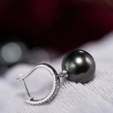 10-11mm Natural Tahitian Peacock Green Pearl Earrings, 18K White Gold Earrings, Black Pearl Earrings Etsy