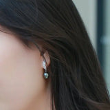 10-11mm Natural Tahitian Peacock Green Pearl Earrings, 18K White Gold Earrings, Black Pearl Earrings Etsy