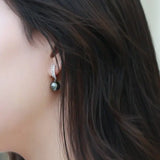 10-11mm Natural Tahitian Peacock Green Pearl Earrings, 18K White Gold Earrings, Black Pearl Earrings Etsy