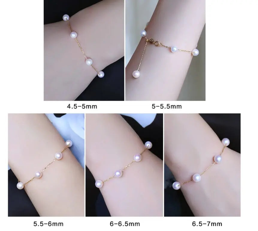AAA+ Akoya Pearl Strand Bracelets - 18K Yellow Gold Etsy