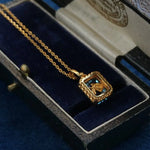 Swiss Blue Topaz Step Cut Necklace, Handmade 18K Solid Yellow Gold Necklace, Statue Necklace, Gift for Her, Anniversary Gift Idea Etsy