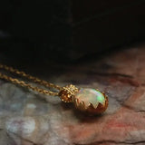 Opal  Diamond Necklace - 18K Yellow Gold October Birthstone Etsy
