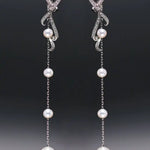 4-8mm Natural High Luster White Pearl Earrings, Handmade S925 Drop Earrings, Tassel Earrings, Gift for Mom, Gift for Her, Anniversary Idea - LaCorserArtJewelry
