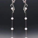 4-8mm Natural High Luster White Pearl Earrings, Handmade S925 Drop Earrings, Tassel Earrings, Gift for Mom, Gift for Her, Anniversary Idea - LaCorserArtJewelry