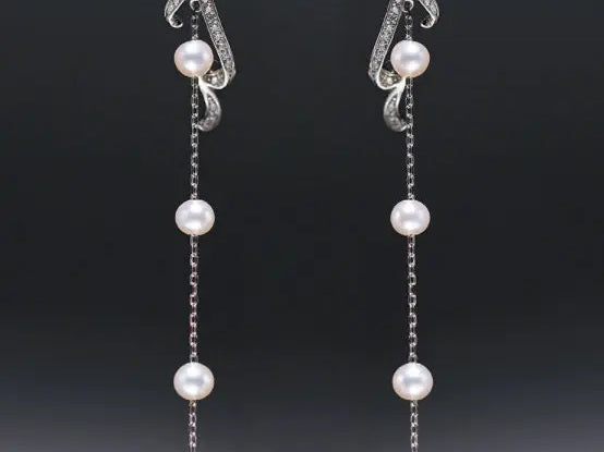 4-8mm Natural High Luster White Pearl Earrings, Handmade S925 Drop Earrings, Tassel Earrings, Gift for Mom, Gift for Her, Anniversary Idea - LaCorserArtJewelry