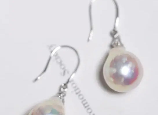 4A+ Natural High Luster Baroque Pearl Earrings, Handmade Silver 925 White Pearl Earrings, Freshwater Pearl Disc Earrings Gift for Her - LaCorserArtJewelry