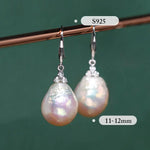 4A+ Natural High Luster Baroque Pearl Earrings, Handmade Silver 925 White Pearl Earrings, Freshwater Pearl Disc Earrings Gift for Her - LaCorserArtJewelry